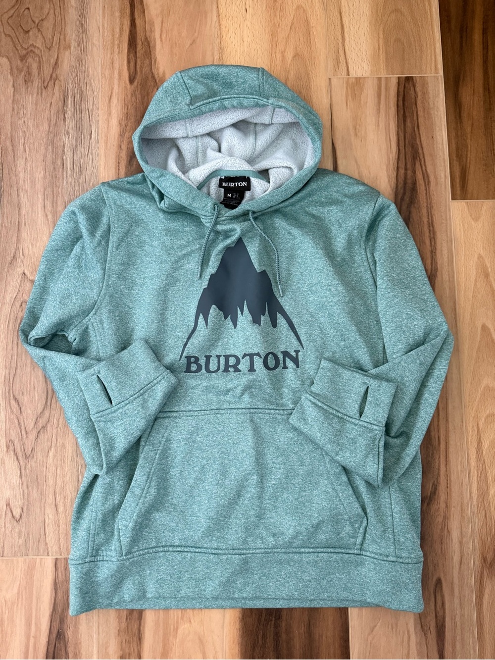 Burton Men's Heather Mint Zip-Up Hoodie with Mountain Logo